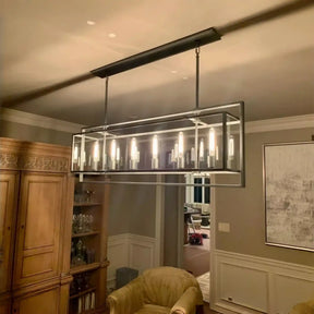 Becker Glass Retangular Chandelier for Living Room, Dining Table-Chandelier-Merlin Lamps-Lacquer Brass-Retangular-54''-merlinlamps