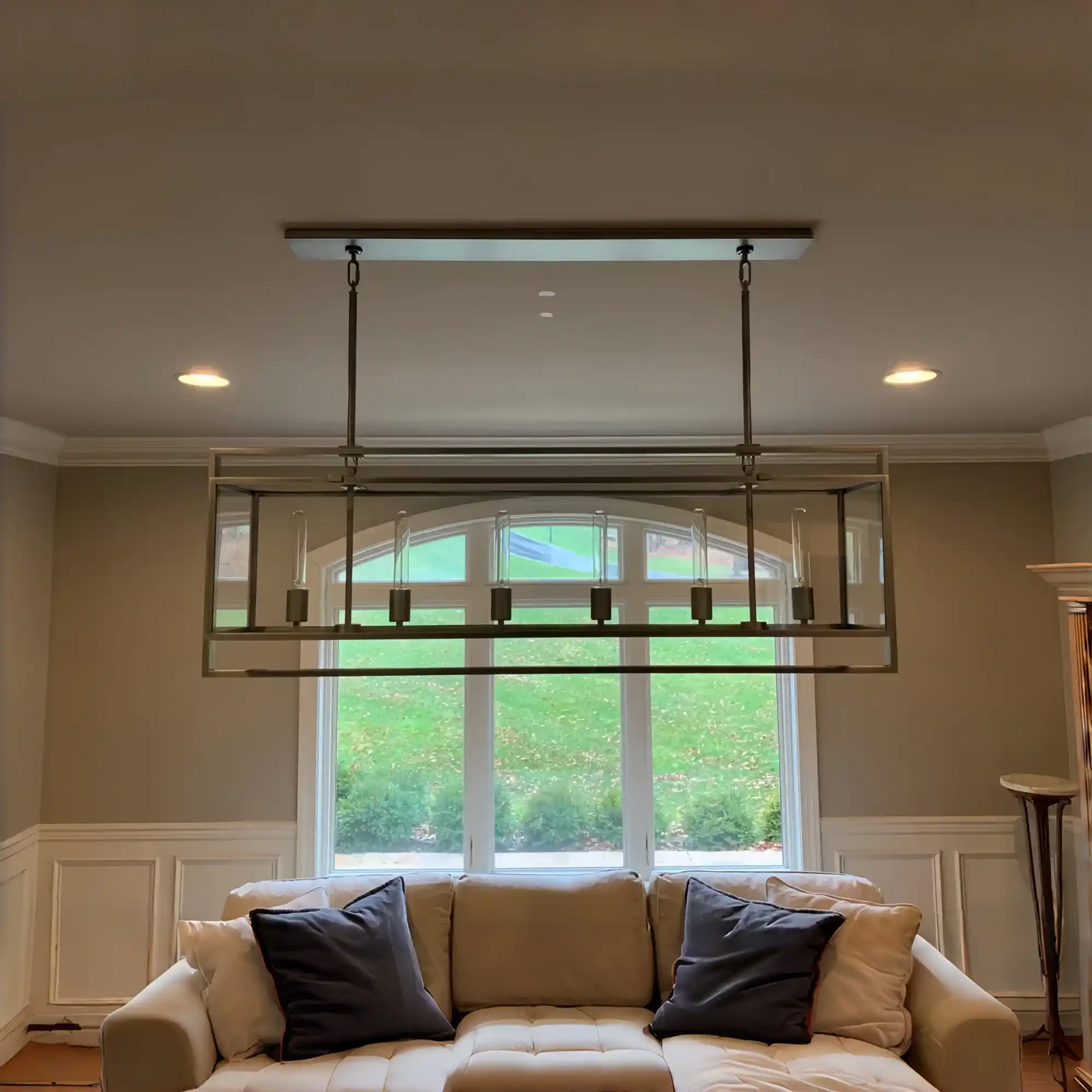 Becker Glass Retangular Chandelier for Living Room, Dining Table-Chandelier-Merlin Lamps-Lacquer Brass-Retangular-54''-merlinlamps