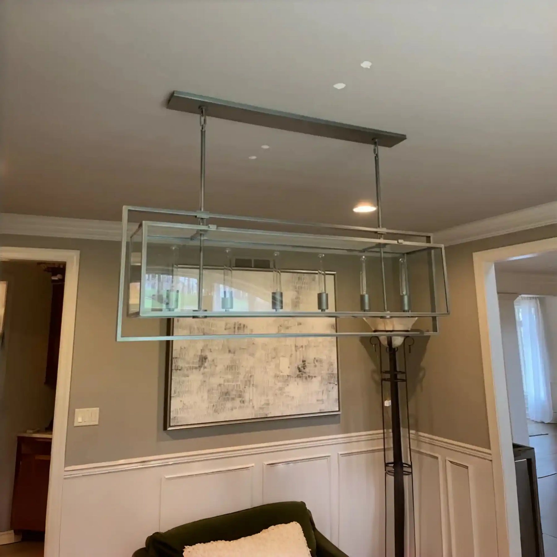Becker Glass Retangular Chandelier for Living Room, Dining Table-Chandelier-Merlin Lamps-Lacquer Brass-Retangular-54''-merlinlamps