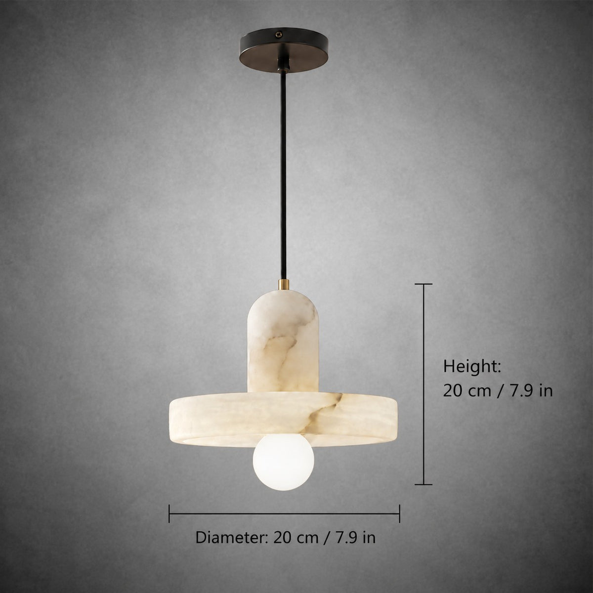 Discora  Bedroom Pendant Light  Alabaster Disc Minimalist