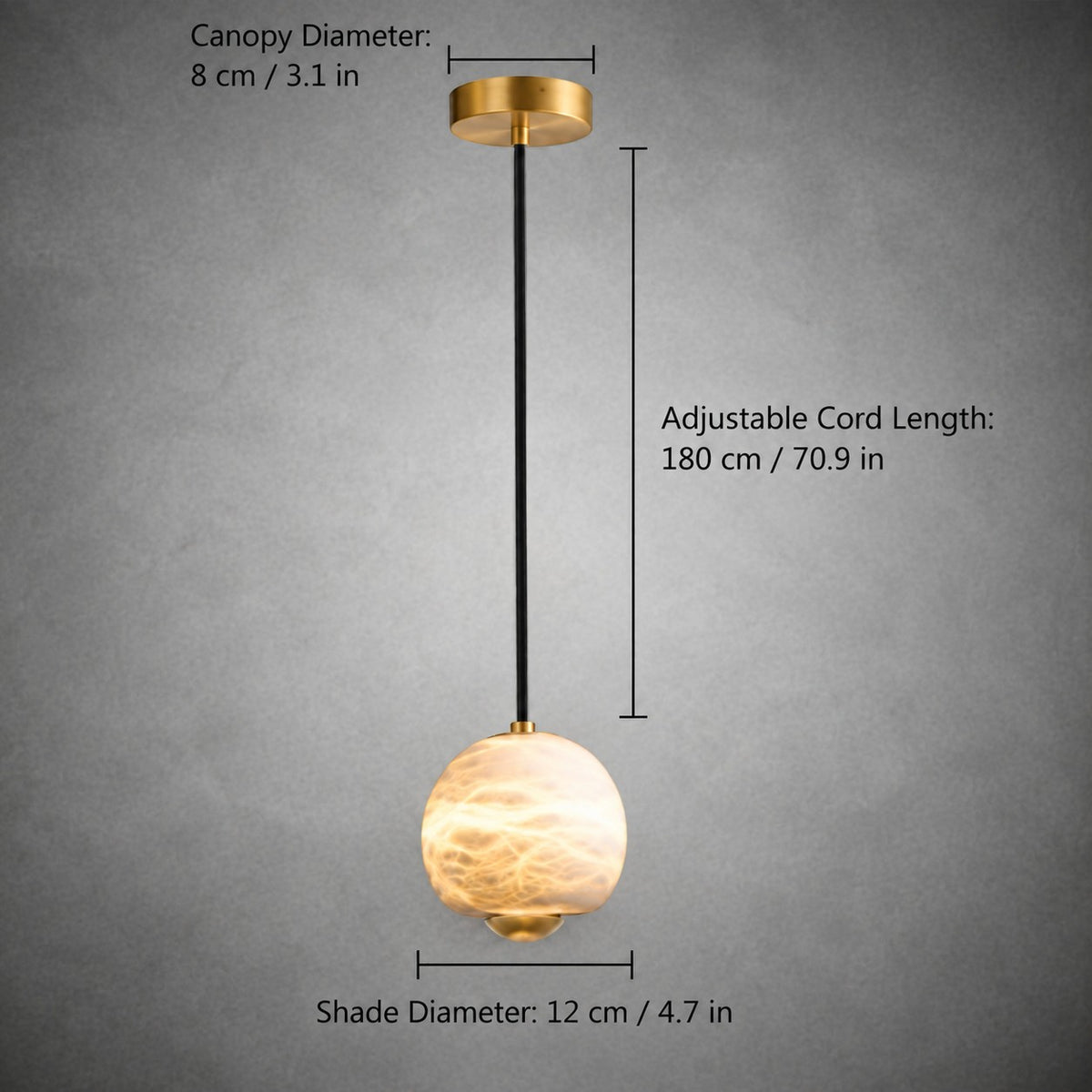 Orbelle  Bedroom Pendant Light  Alabaster Globe Modern