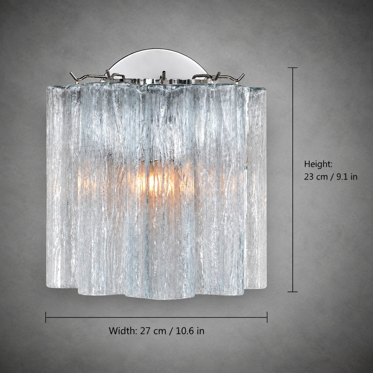 Wall Sconce  Murano-Style Fluted Glass