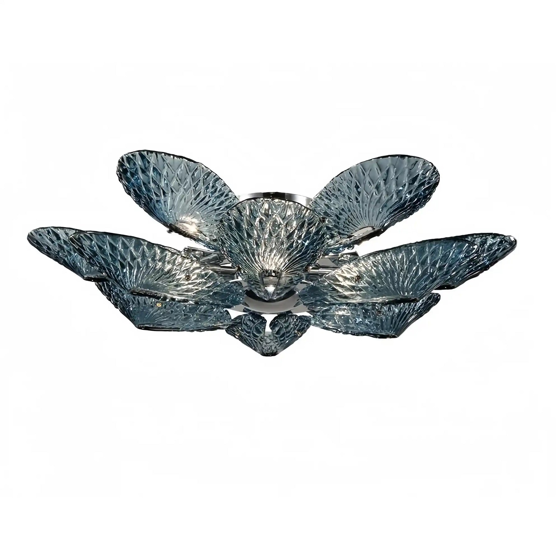 Bella Murano Glass Flower Flushmount-Flushmounts for dining room,Flushmounts for stairways,Flushmounts for foyer,Flushmounts for bedrooms,Flushmounts for kitchen,Flushmounts for living room-Merlin Lamps-24" Diameter-Armani Blue-merlinlamps