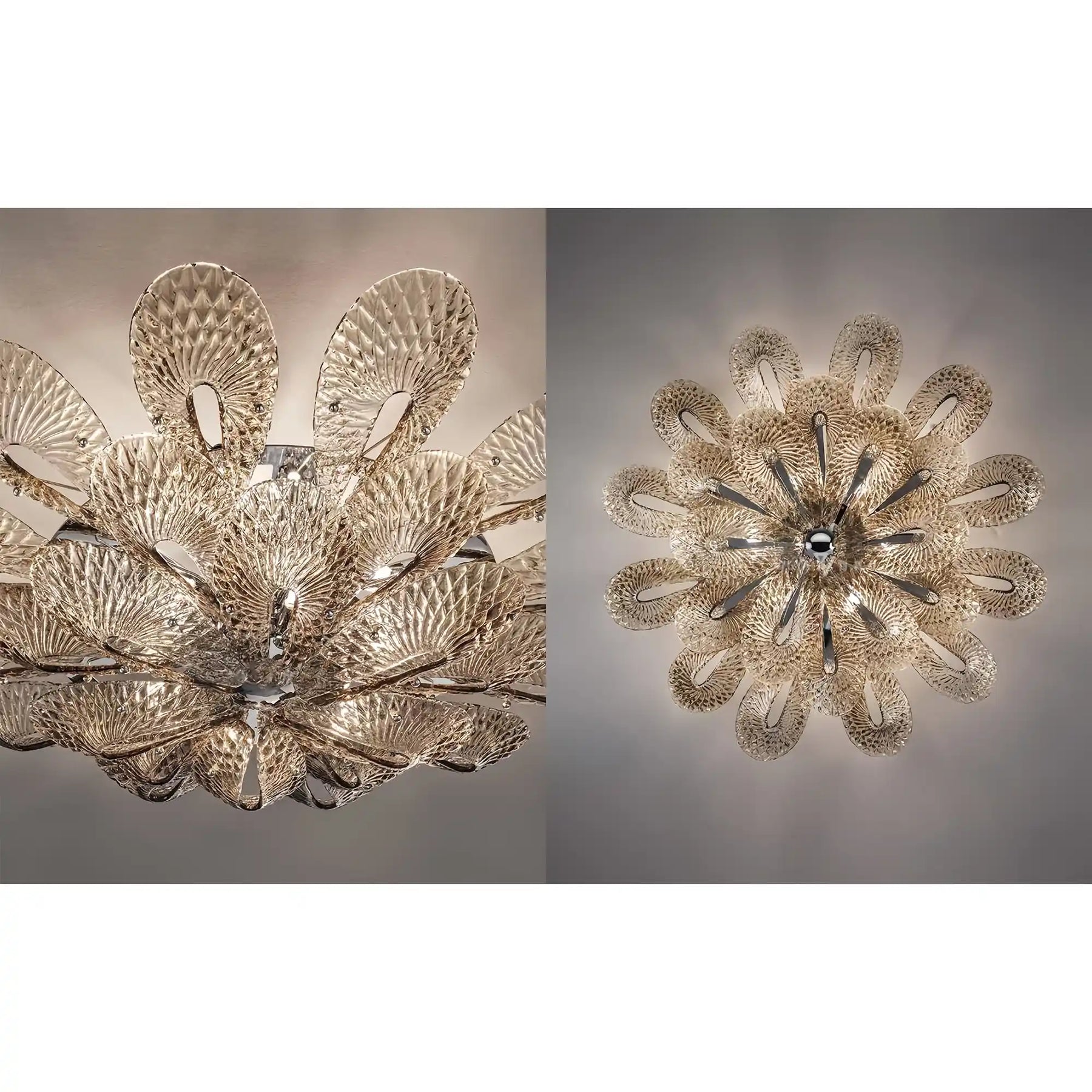 Bella Murano Glass Flower Flushmount-Flushmounts for dining room,Flushmounts for stairways,Flushmounts for foyer,Flushmounts for bedrooms,Flushmounts for kitchen,Flushmounts for living room-Merlin Lamps-24" Diameter-Armani Blue-merlinlamps