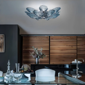 Bella Murano Glass Flower Flushmount-Flushmounts for dining room,Flushmounts for stairways,Flushmounts for foyer,Flushmounts for bedrooms,Flushmounts for kitchen,Flushmounts for living room-Merlin Lamps-32.5" Diameter-Armani Blue-merlinlamps