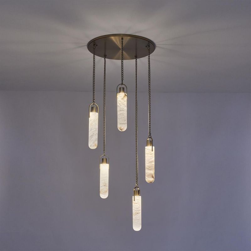 Bettina Multi Light Round Alabaster Pendant Lamp Fixture