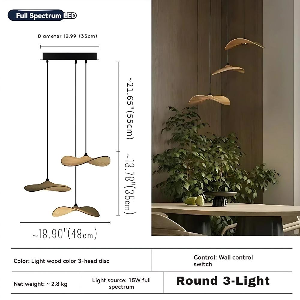 Bidi Multi Light Pendant Chandelier - Light WoodRound 3 LightBlushlighting