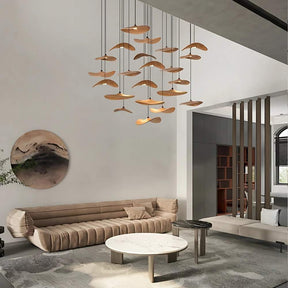Bidi Multi Light Pendant Chandelier - Light WoodRound 16 LightBlushlighting