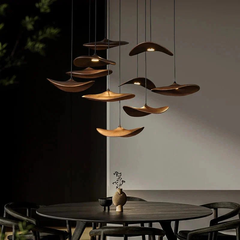 Bidi Multi Light Pendant Chandelier - Light WoodRound 10 LightBlushlighting