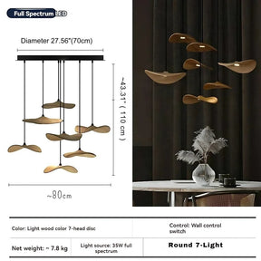 Bidi Multi Light Pendant Chandelier - Light WoodLong 7 LightBlushlighting