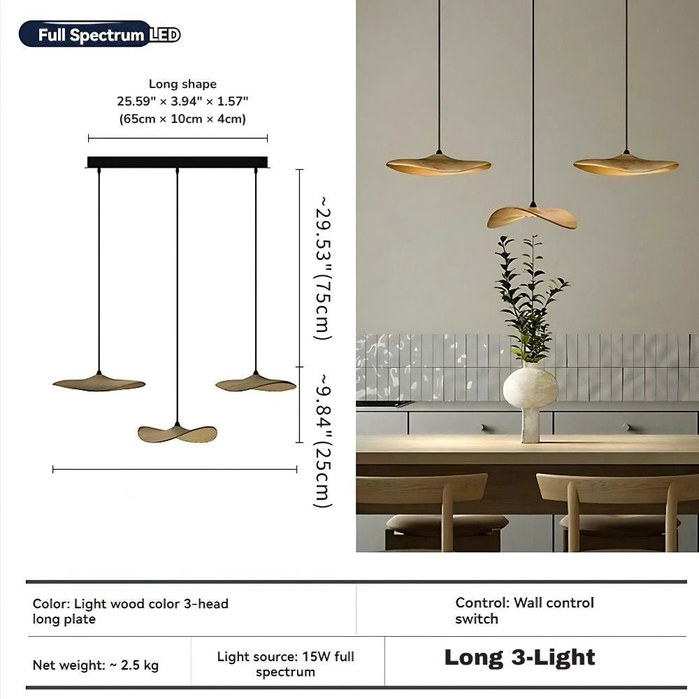 Bidi Multi Light Pendant Chandelier - Light WoodLong 3 LightBlushlighting
