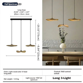 Bidi Multi Light Pendant Chandelier - Light WoodLong 3 LightBlushlighting