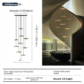 Bidi Multi Light Pendant Chandelier - Light WoodLong 7 LightBlushlighting