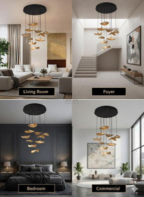 Bidi Multi Light Pendant Chandelier - Dark WoodRound 22 LightBlushlighting