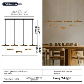 Bidi Multi Light Pendant Chandelier - Light WoodLong 7 LightBlushlighting