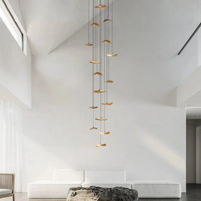Bidi Multi Light Pendant Chandelier - Dark WoodRound 22 LightBlushlighting