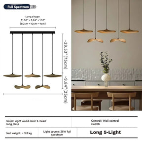 Bidi Multi Light Pendant Chandelier - Light WoodLong 3 LightBlushlighting