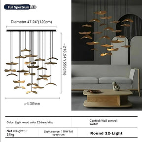 Bidi Multi Light Pendant Chandelier - Light WoodLong 7 LightBlushlighting