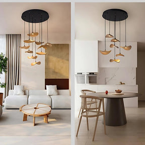 Bidi Multi Light Pendant Chandelier - Light WoodRound 7 LightBlushlighting