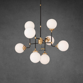 Bistro Globe Milk Glass Chandelier 34″