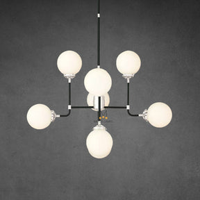 Bistro Globe Milk Glass Chandelier 34″