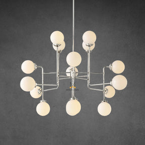 Bistro Globe Milk Glass Chandelier 56″
