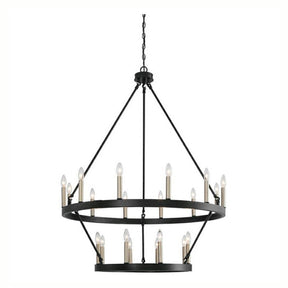 Black_Brass Dust Wagon Wheel Chandelier 20 Lights