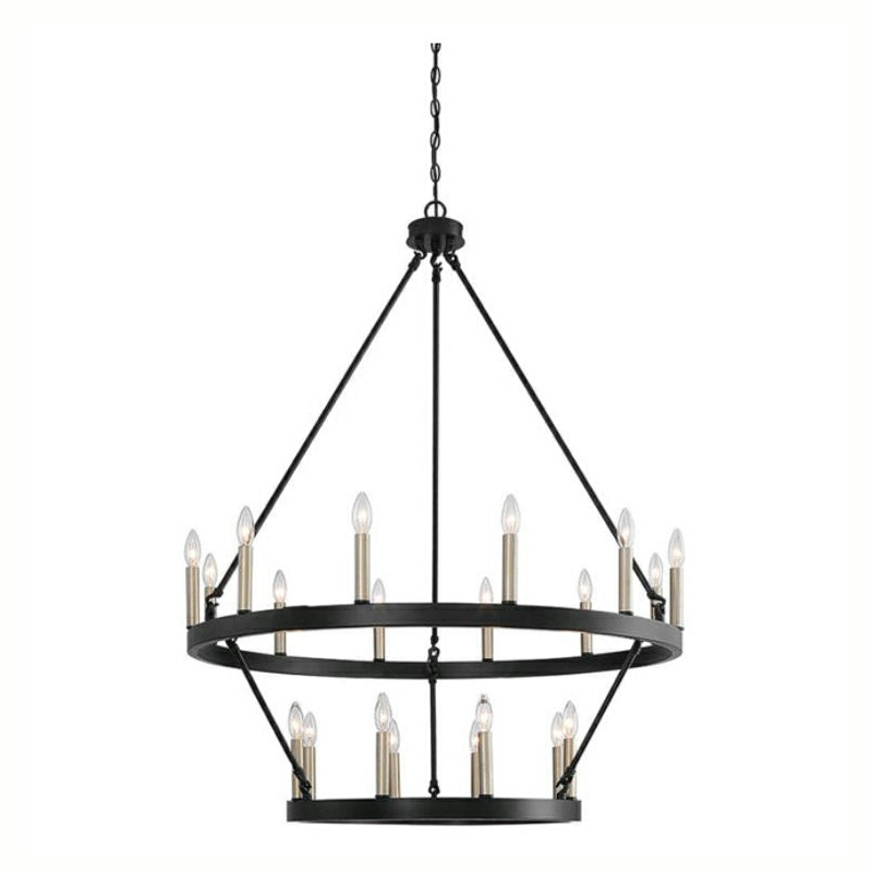 Black_Brass Dust Wagon Wheel Chandelier 20 Lights