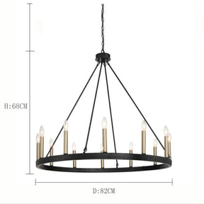 Black_Brass Dust Wagon Wheel Chandelier 12 Lights