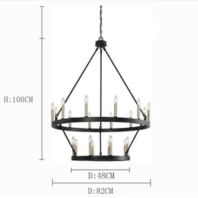 Black_Brass Dust Wagon Wheel Chandelier 20 Lights