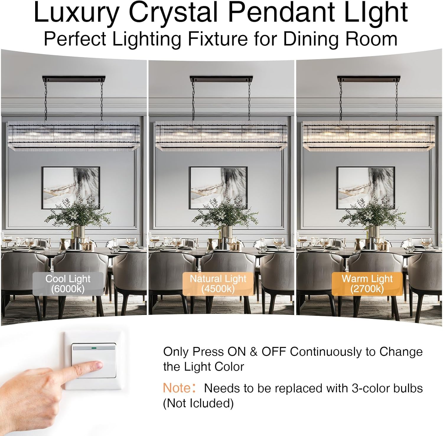 Black Chandeliers for Dining Room,55''Kitchen Island Lighting, Rectangular Water Ripple Glass Chandeliers