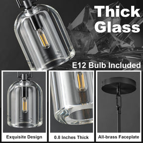 Black Crystal Modern Pendant Light with Adjustable 78‑Inch Height