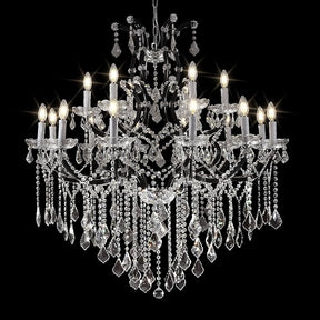 Black Large K9 Crystal Chandelier 18-Lighting Maria Theresa Chandeliers Luxury Modern High Ceiling Candle Chandelier Pendant Light Fixture 41" for Living Room, Dining, Foyer, Staircase, Entryway