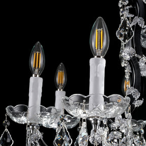 Black Large K9 Crystal Chandelier 18-Lighting Maria Theresa Chandeliers Luxury Modern High Ceiling Candle Chandelier Pendant Light Fixture 41" for Living Room, Dining, Foyer, Staircase, Entryway