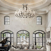 Black Large K9 Crystal Chandelier 18-Lighting Maria Theresa Chandeliers Luxury Modern High Ceiling Candle Chandelier Pendant Light Fixture 41" for Living Room, Dining, Foyer, Staircase, Entryway