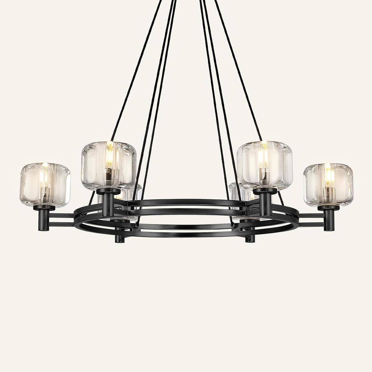 Black Round 36" K9 Crystal Chandelier with Adjustable Height