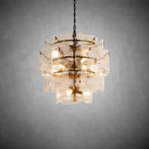 Blaire Round Molten Glass Chandelier – Clear, White, Brown Options