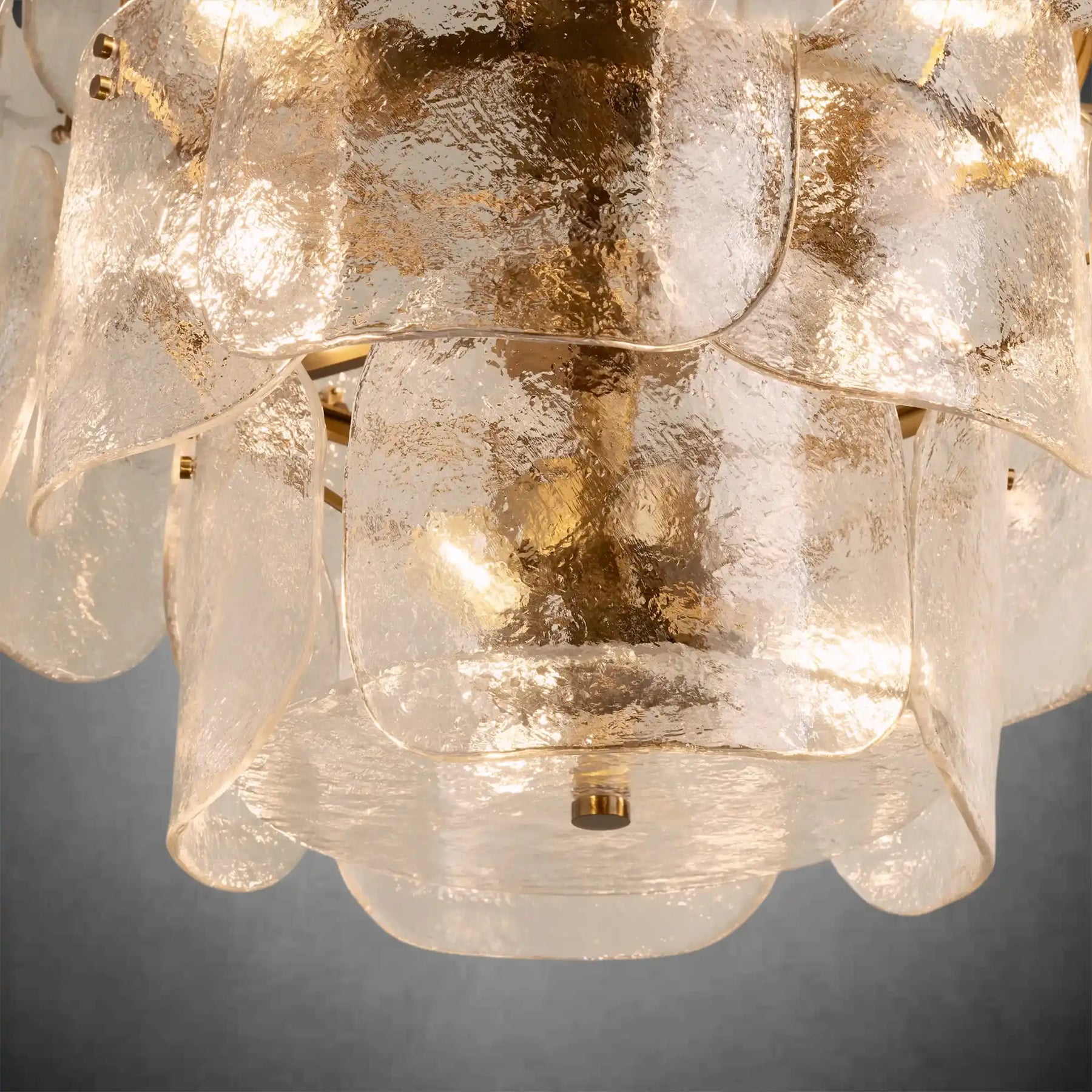 Blaire Round Molten Glass Chandelier – Clear, White, Brown Options