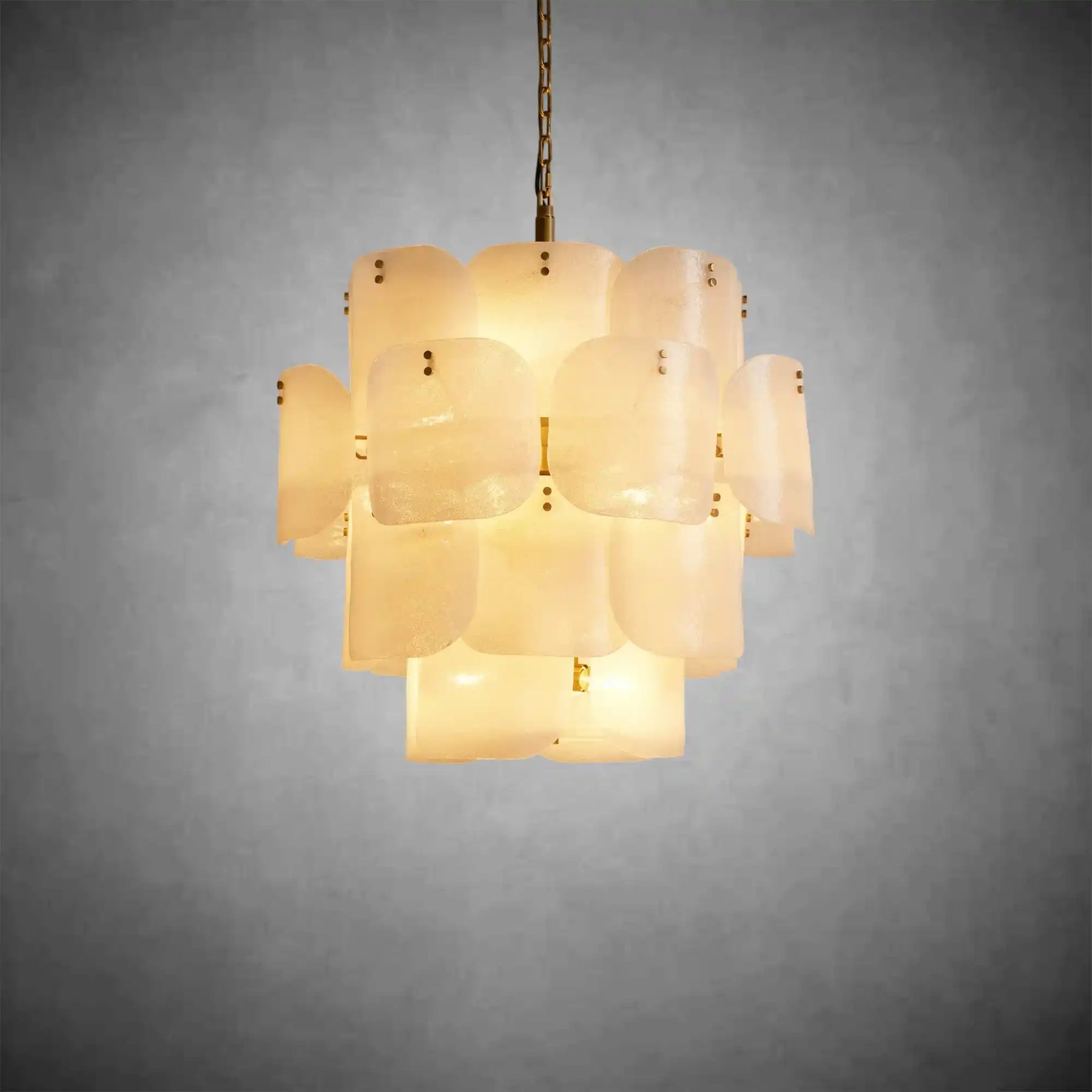 Blaire Round Molten Glass Chandelier – Clear, White, Brown Options