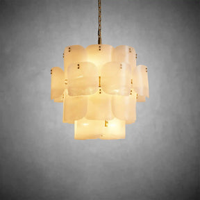 Blaire Round Molten Glass Chandelier – Clear, White, Brown Options