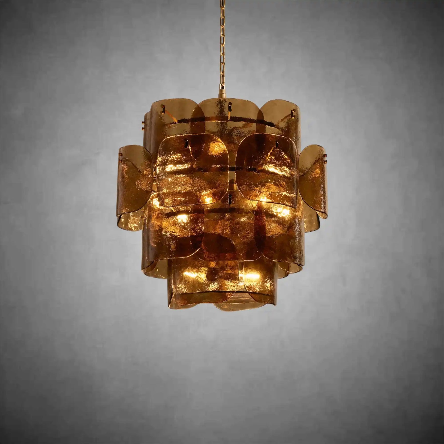 Blaire Round Molten Glass Chandelier – Clear, White, Brown Options