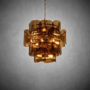 Blaire Round Molten Glass Chandelier – Clear, White, Brown Options