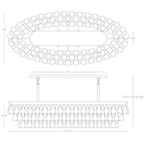 Eamon Glass Oval Chandelier 42.75''W