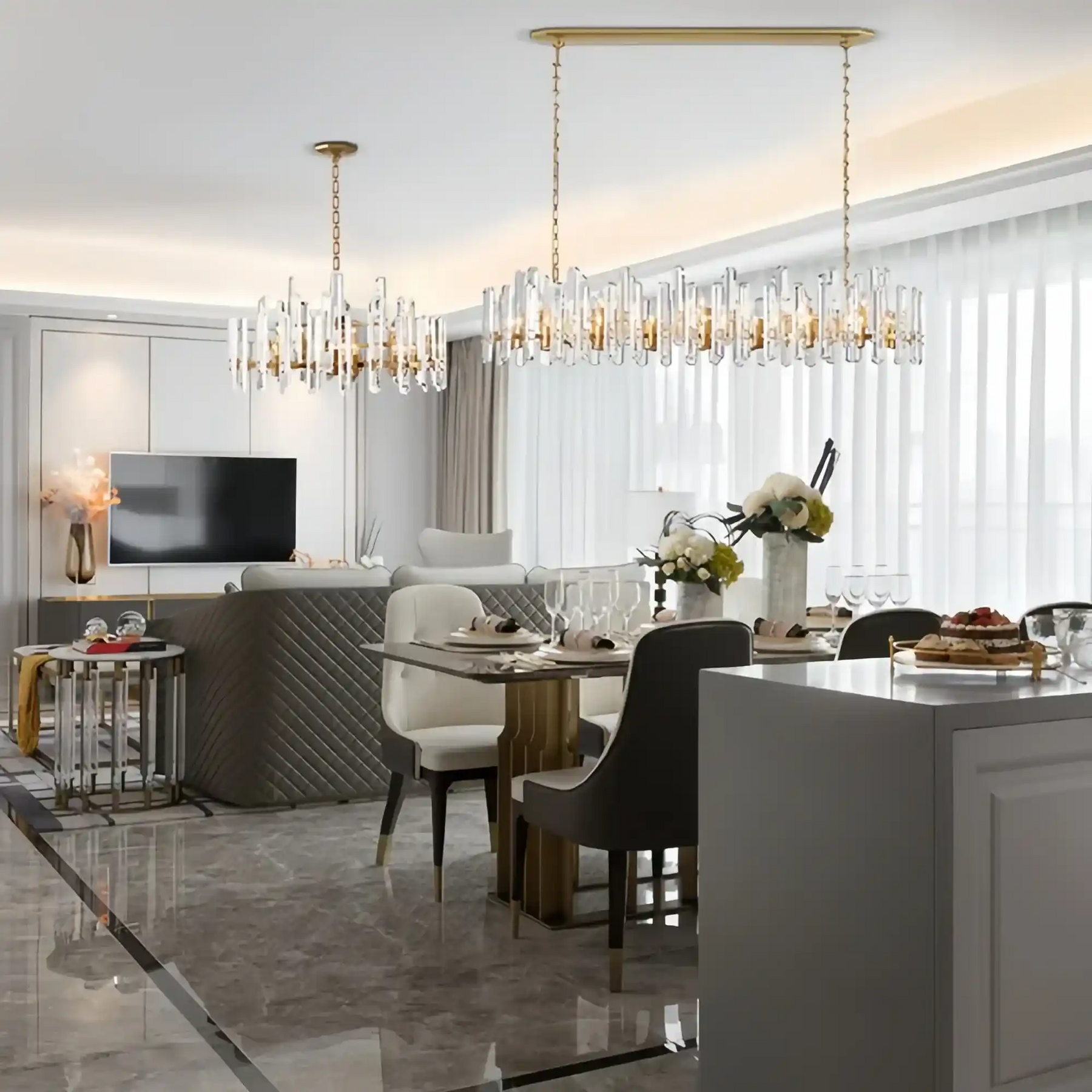 Gleam Series K9 Crystal Glass Linear Chandelier