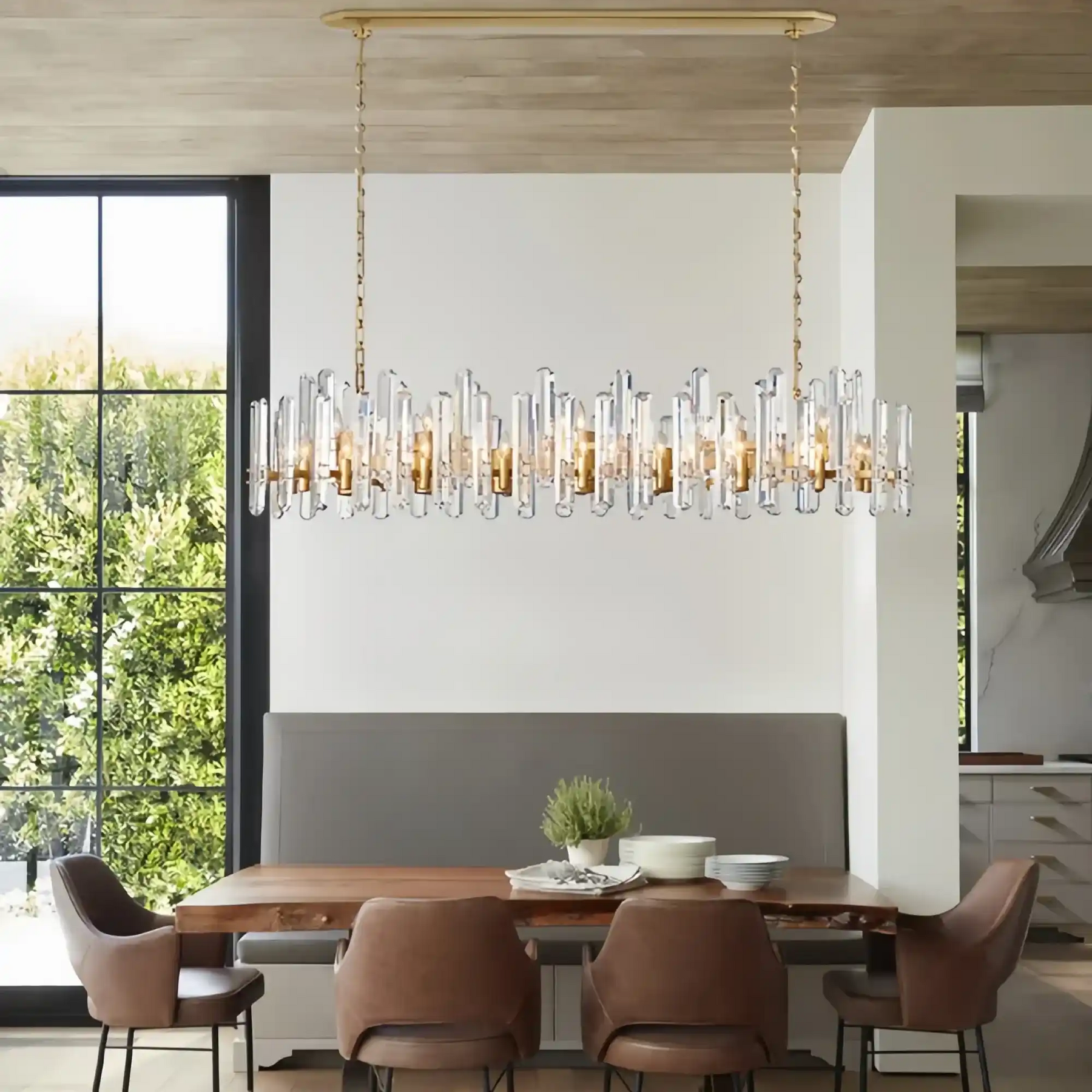 Gleam Series K9 Crystal Glass Linear Chandelier