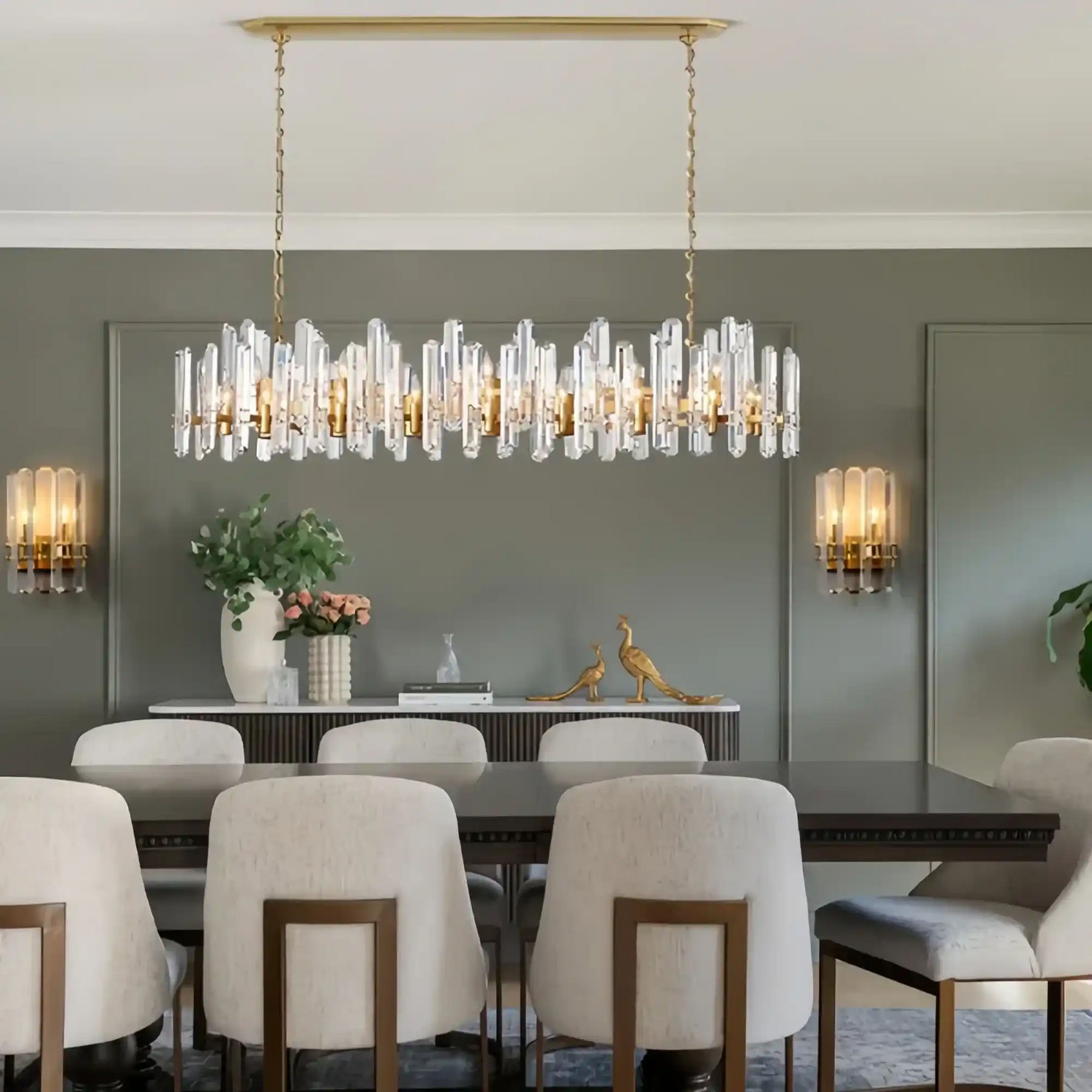 Gleam Series K9 Crystal Glass Linear Chandelier