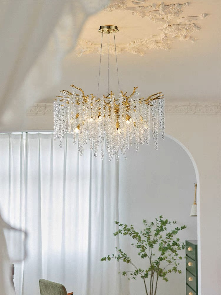 Branch Style Ceiling Light Crystal icicle Chandelier For Dining Table for Modern Home