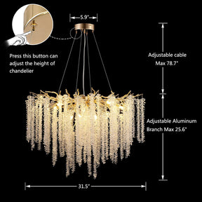 Branch Style Ceiling Light Crystal icicle Chandelier For Dining Table for Modern Home
