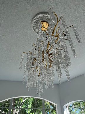 Branch Style Ceiling Light Crystal icicle Chandelier For Dining Table for Modern Home