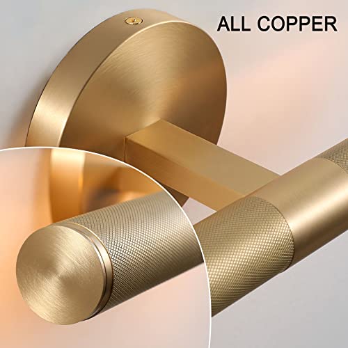 Brass Knurled Texture Picture Light, 18.9''Bathroom Wall Sconces, Rotatable 360° Pure Copper Sconces Wall Lighting, Indoor Wall Sconce Perfect for Living Room, Bedroom